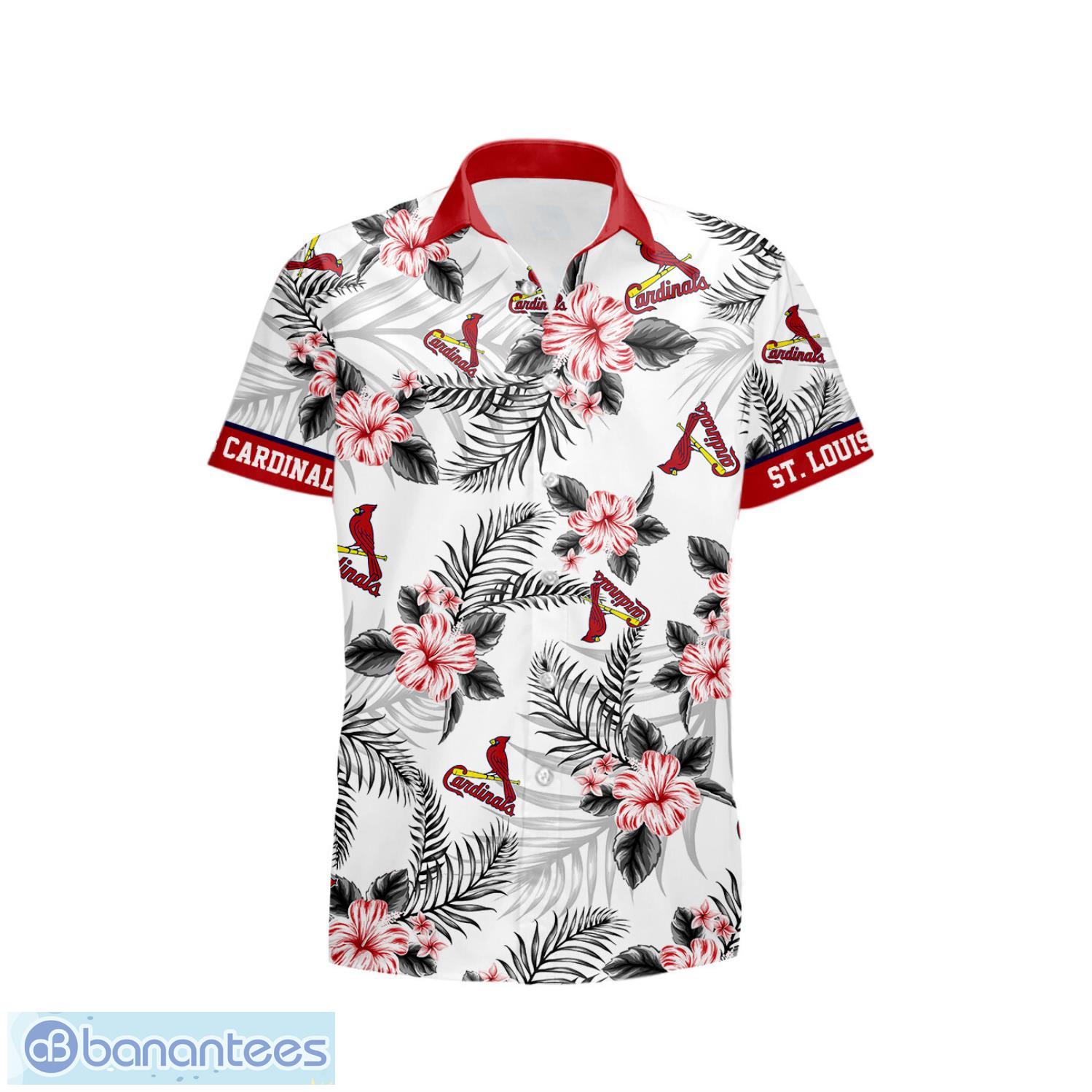 st louis cardinals tropical floral logo hawaiian shirt 1 image St. Louis Cardinals Tropical Floral Logo Hawaiian Shirt Product Photo 2