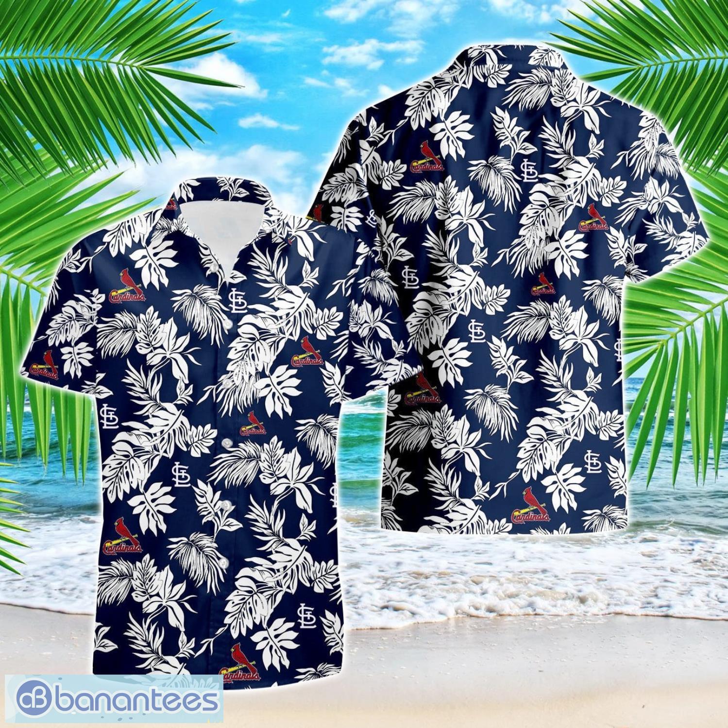 st louis cardinals tropical leaf 3d printed hawaiian shirt beach team gift image St. Louis Cardinals Tropical Leaf 3D Printed Hawaiian Shirt Beach Team Gift Product Photo 1
