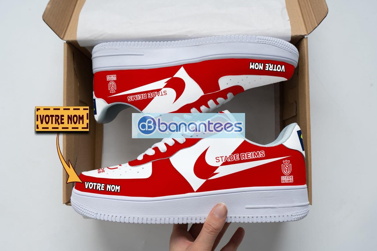 stade de reims air force shoes custom name gift for fans af1 sneakers image Stade de Reims Air Force Shoes Custom Name Gift For Fans AF1 Sneakers Product Photo 1