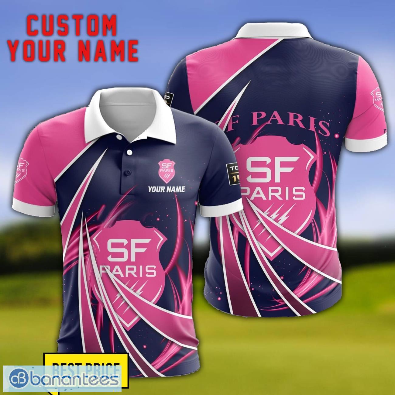 stade francais personalized name 3d polo shirt gift for sport golf lover image Stade Francais Personalized Name 3D Polo Shirt Gift For Sport Golf Lover Product Photo 1