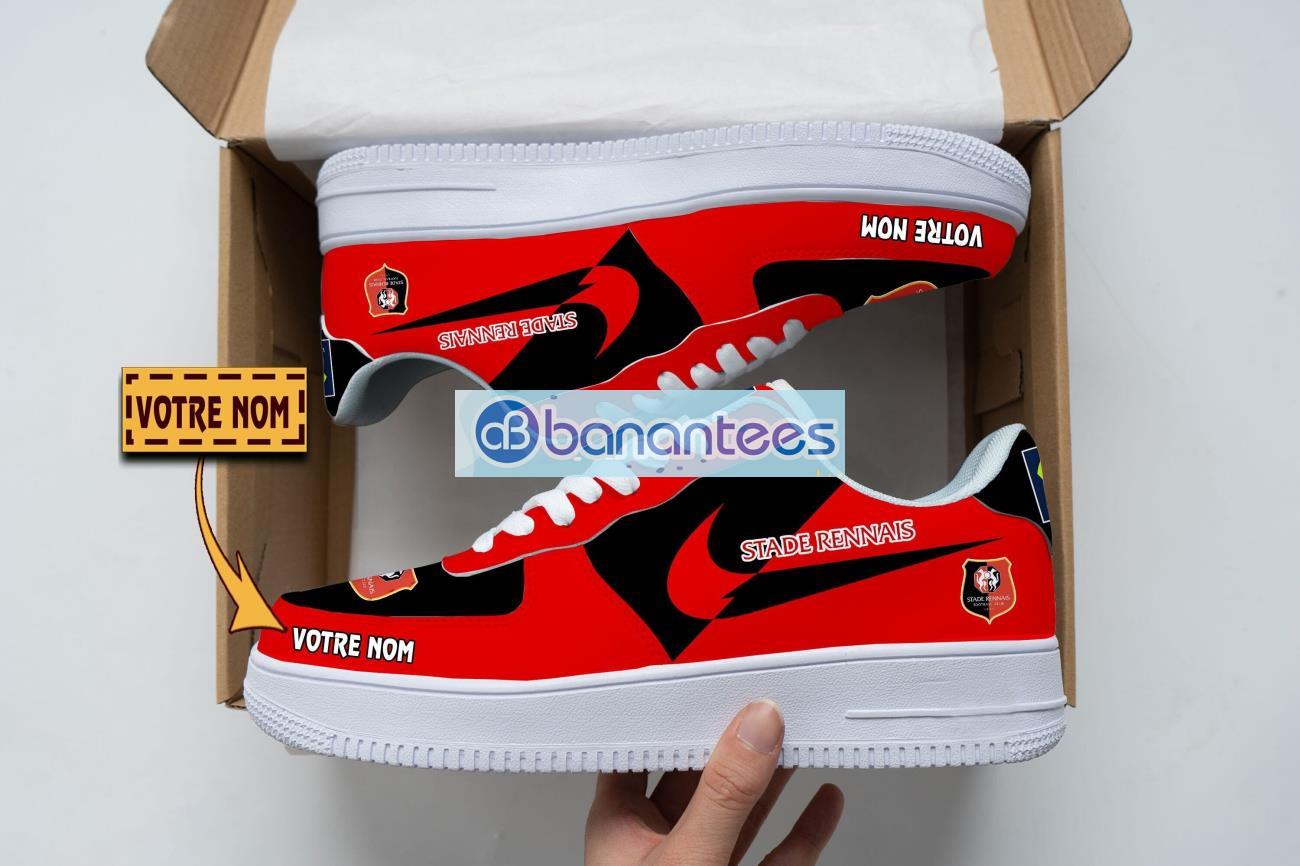 stade rennais fc air force shoes custom name gift for fans af1 sneakers image Stade Rennais F.C Air Force Shoes Custom Name Gift For Fans AF1 Sneakers Product Photo 1