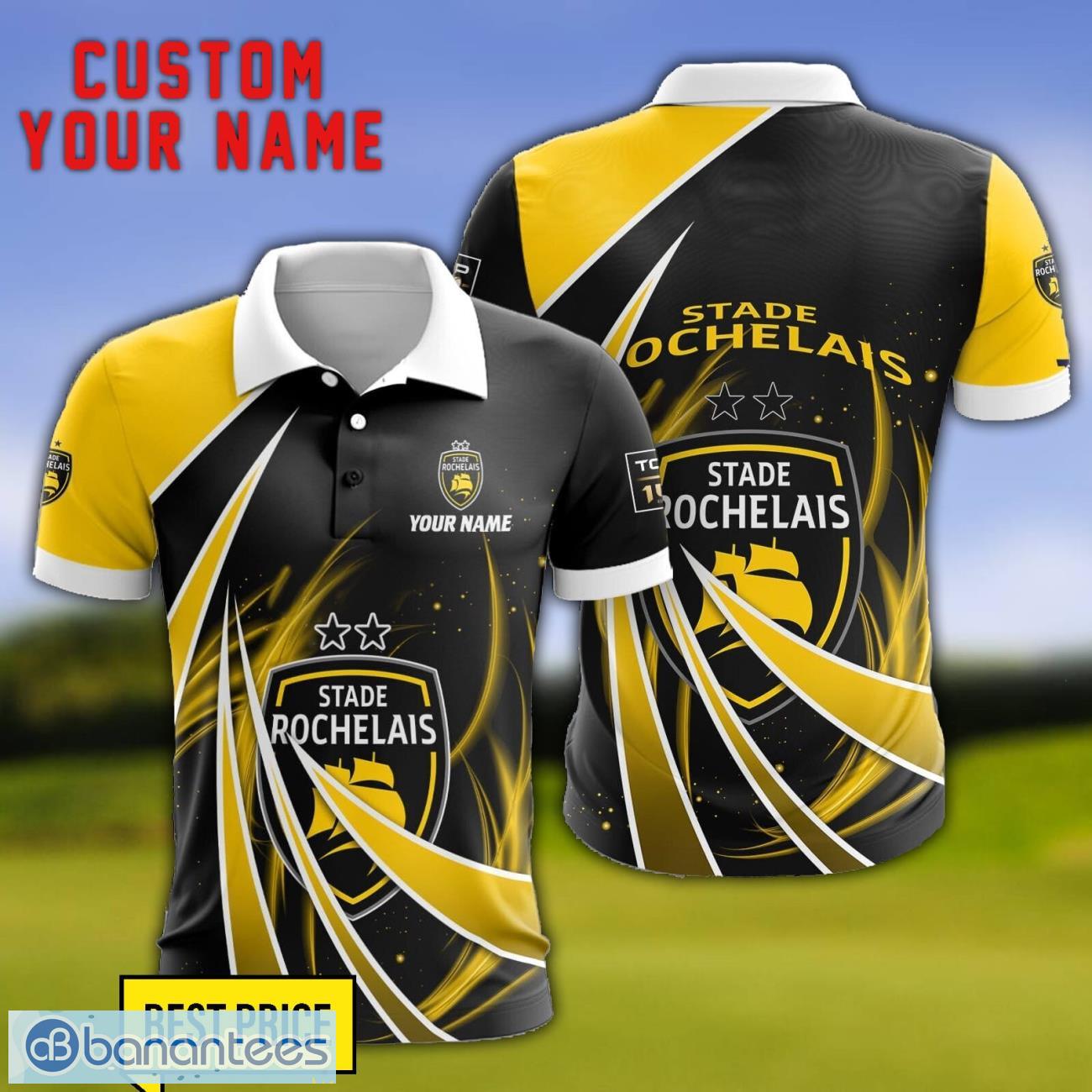 stade rochelais personalized name 3d polo shirt gift for sport golf lover image Stade Rochelais Personalized Name 3D Polo Shirt Gift For Sport Golf Lover Product Photo 1