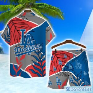 Los Angeles Dodgers Team Logo Colorful Pattern Hawaiian Shirt And Shorts Set Product Photo 2