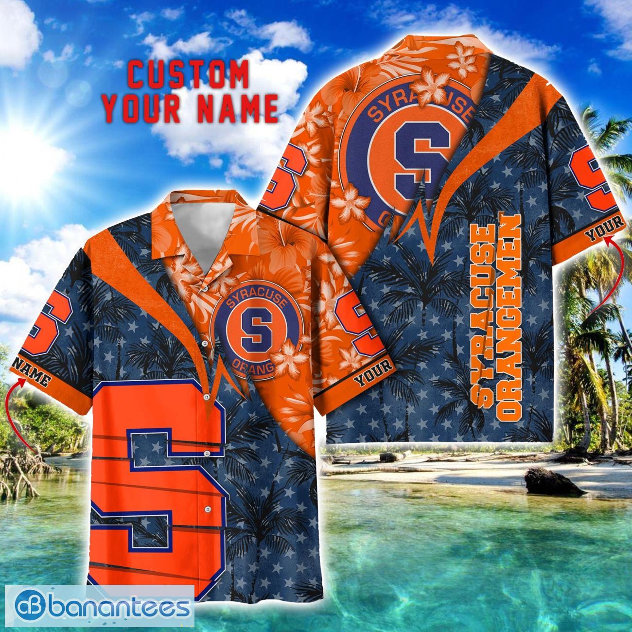 syracuse orange hawaii shirt vintage coconut pattern tropical hawaiian football beach shirts custom name image Syracuse Orange Hawaii Shirt Vintage coconut Pattern Tropical Hawaiian Football Beach Shirts Custom Name Product Photo 1