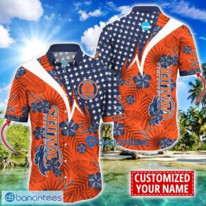 Virginia Cavaliers Star and Flower Pattern Tropical Hawaiian Shirt Summer Gift For Men Women Custom Name Product Photo 1