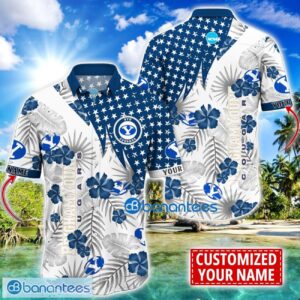 BYU Cougars Star and Flower Pattern Tropical Hawaiian Shirt Summer Gift For Men Women Custom Name Product Photo 1