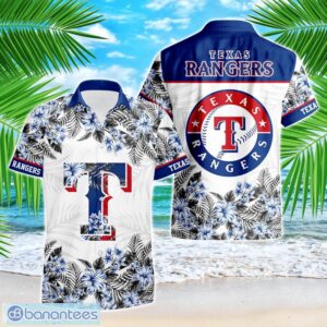 Texas Rangers Hibiscus Plumeria Flower 3D Printed Hawaiian Shirt Product Photo 1