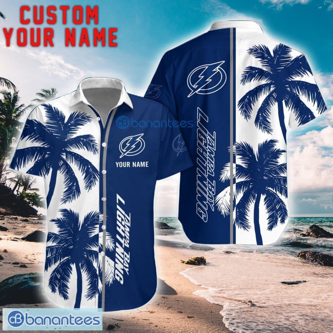 tampa bay lightning coconut pattern hawaiian shirt and shorts personalized name unique gift for summer image Tampa Bay Lightning Coconut Pattern Hawaiian Shirt And Shorts Personalized Name Unique Gift For Summer Product Photo 1