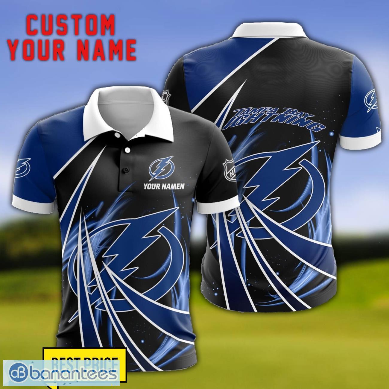 tampa bay lightning personalized name 3d polo shirt gift for sport golf lover image Tampa Bay Lightning Personalized Name 3D Polo Shirt Gift For Sport Golf Lover Product Photo 1