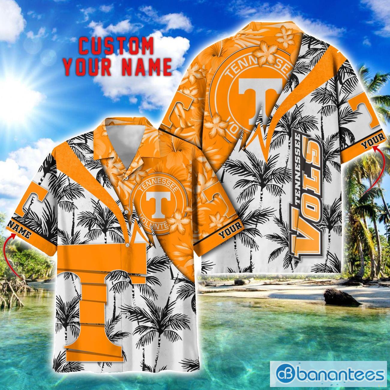 tennessee volunteers hawaii shirt vintage coconut pattern tropical hawaiian football beach shirts custom name image Tennessee Volunteers Hawaii Shirt Vintage coconut Pattern Tropical Hawaiian Football Beach Shirts Custom Name Product Photo 1