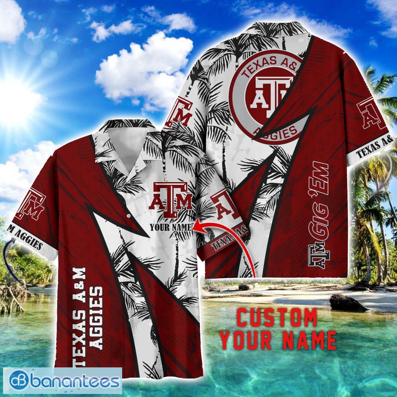 texas aampampm aggies aop hawaiian shirt beach summer shirt personalized name for fans image Texas A&M Aggies AOP Hawaiian Shirt Beach Summer Shirt Personalized Name For fans Product Photo 1