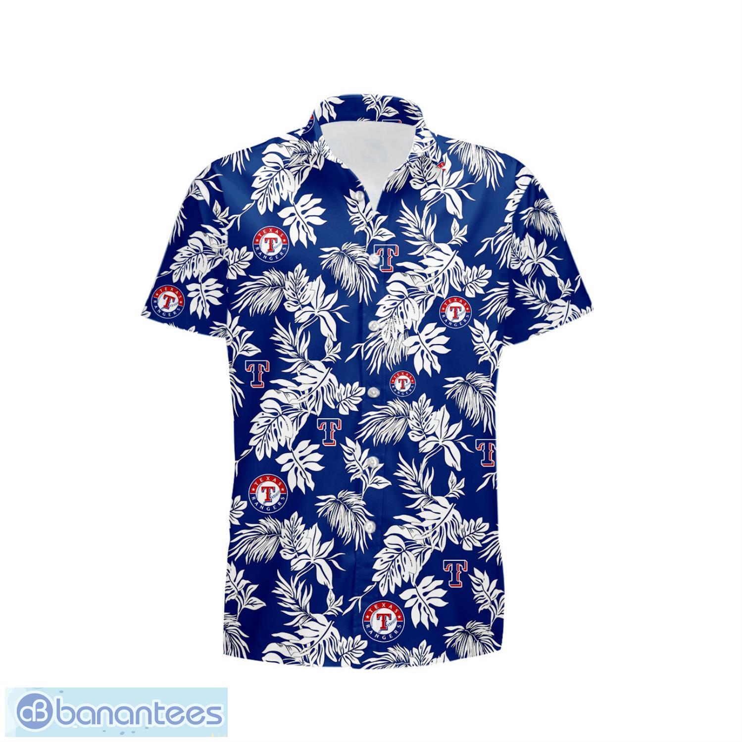texas rangers tropical leaf 3d printed hawaiian shirt beach team gift 1 image Texas Rangers Tropical Leaf 3D Printed Hawaiian Shirt Beach Team Gift Product Photo 2