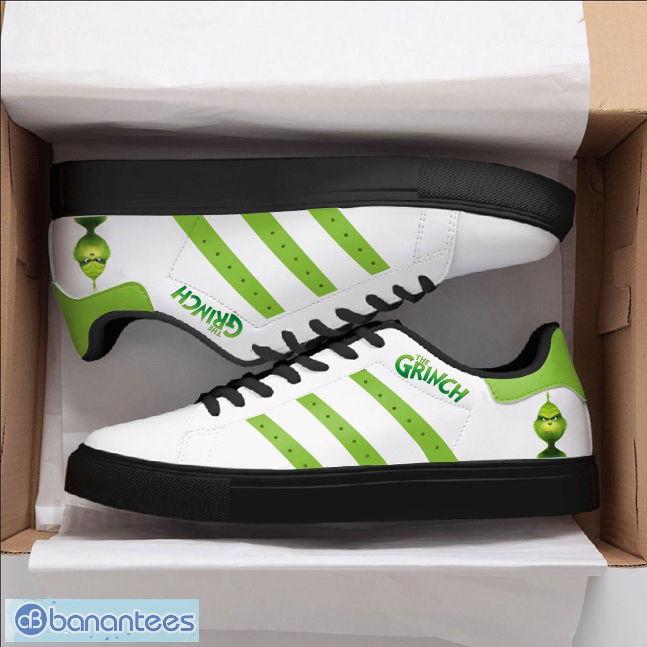 the grinch low top skate shoes stan smith shoes green striped 1 image The Grinch Low Top Skate Shoes Stan Smith Shoes Green Striped Product Photo 2