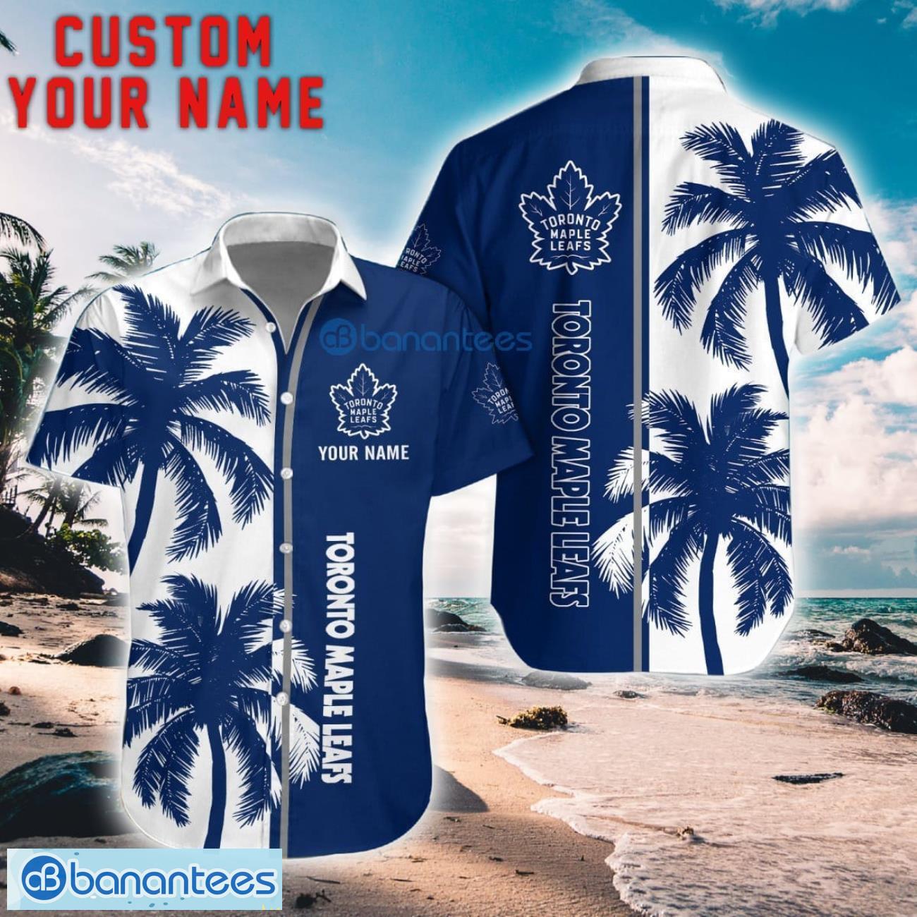 toronto maple leafs coconut pattern hawaiian shirt and shorts personalized name unique gift for summer image Toronto Maple Leafs Coconut Pattern Hawaiian Shirt And Shorts Personalized Name Unique Gift For Summer Product Photo 1