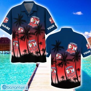 Roosters NRL Custom Name Hawaiian Shirt And Short Pants Gifts For Fans Product Photo 2
