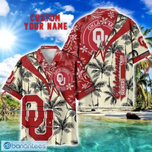 Oklahoma Sooners Hawaii Shirt Vintage coconut Pattern Tropical Hawaiian Football Beach Shirts Custom Name Product Photo 1