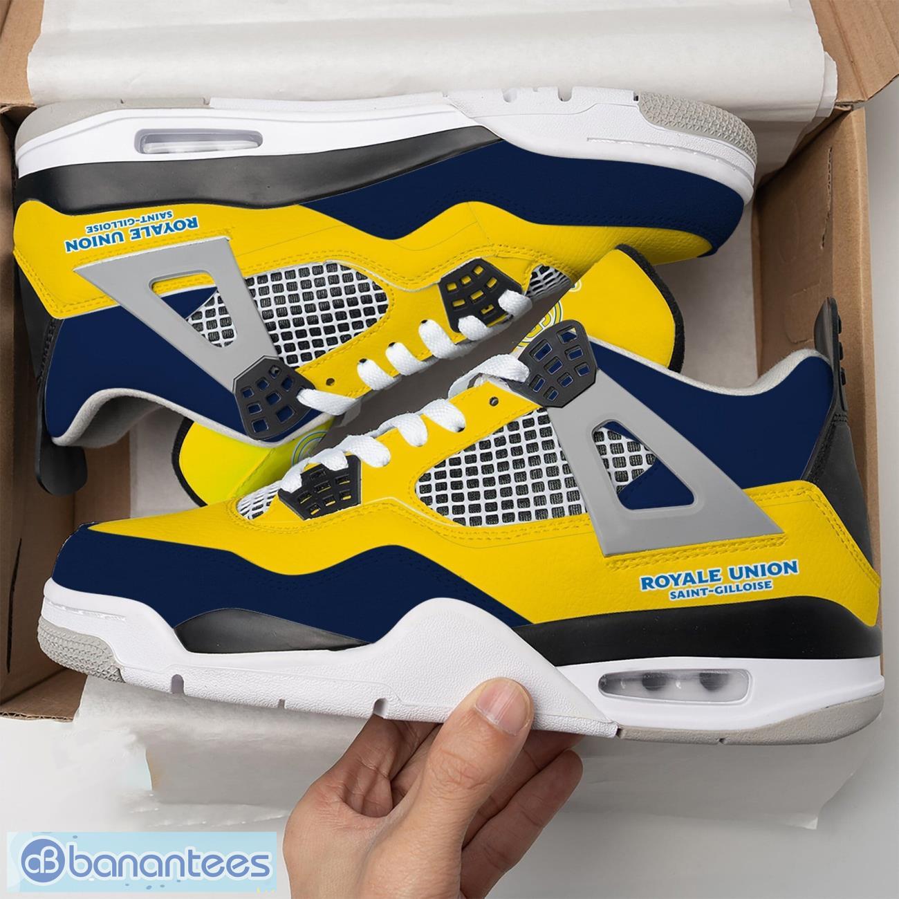 union saint gilloise air jordan 4 shoes men and women sneakers gift image Union Saint-Gilloise Air Jordan 4 Shoes Men And Women Sneakers Gift Product Photo 1