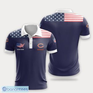 Chicago Bears Flag Pattern And Sport Team Logo 3D Polo Shirt Custom Name For Fans Product Photo 1