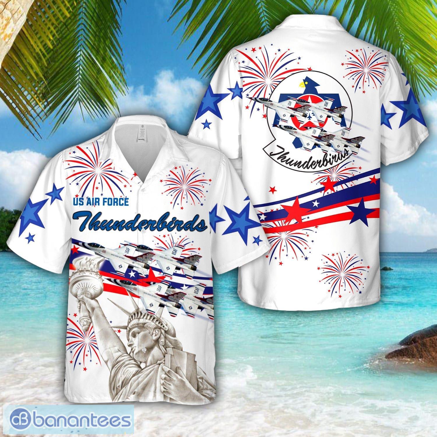 us air force thunderbirds 4th of july 3d hawaiian shirt image US Air Force Thunderbirds, 4th Of July 3D Hawaiian Shirt Product Photo 1
