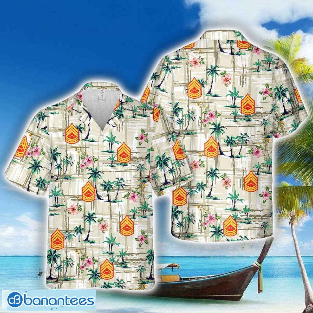 us marine corps master sergeant msgt e 8 3d hawaiian shirt image US Marine Corps Master Sergeant MSgt E-8 3D Hawaiian Shirt Product Photo 1