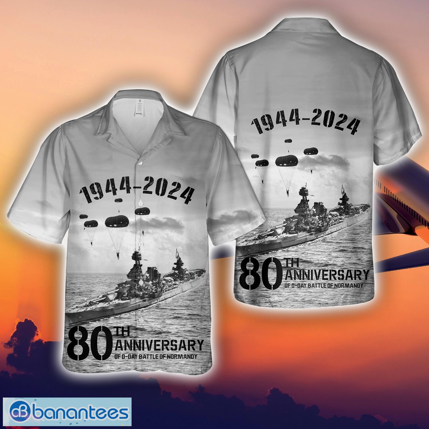 us navy uss texas bb 35 in omaha beach 3d hawaiian shirt image US Navy USS Texas (BB-35) In Omaha Beach 3D Hawaiian Shirt Product Photo 1
