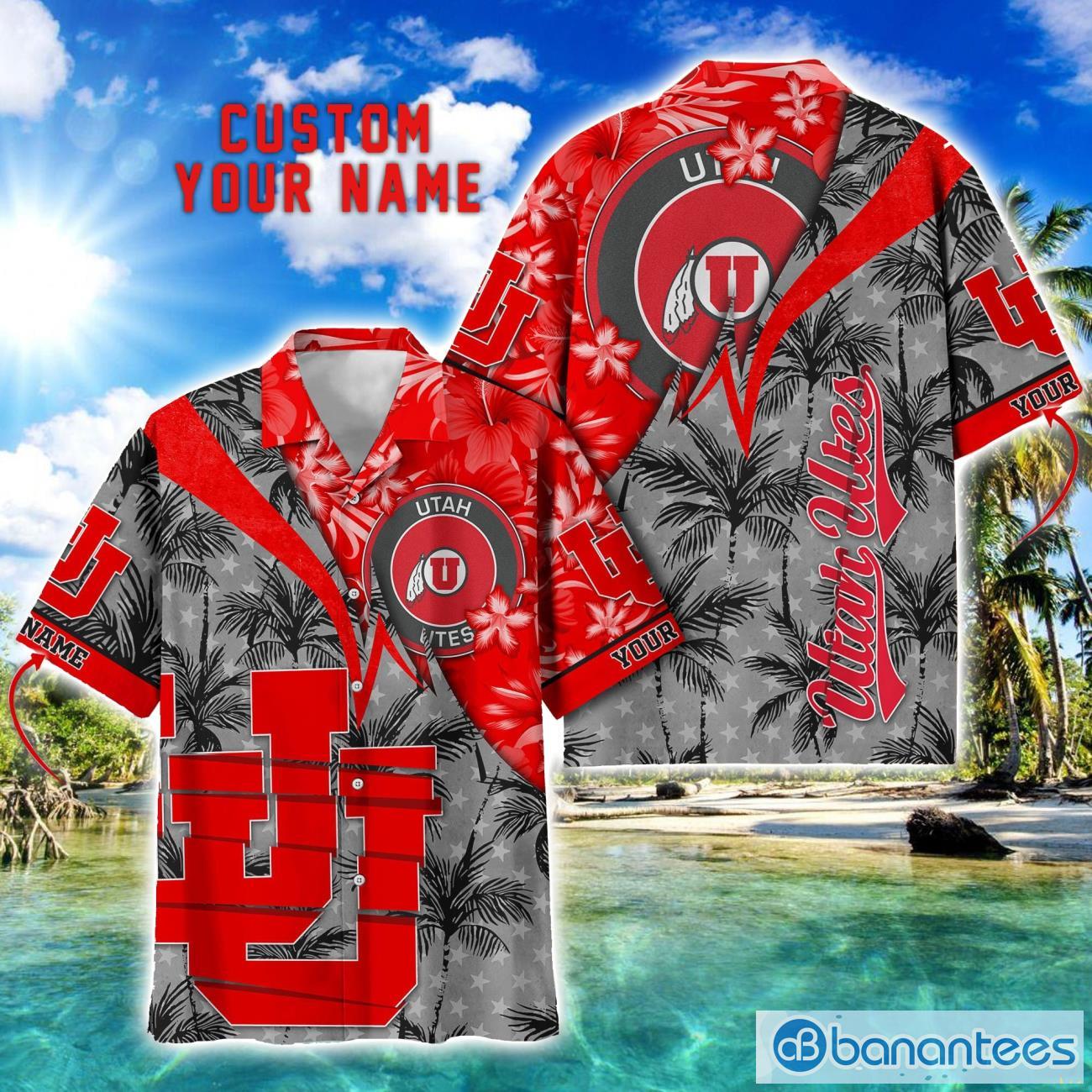 utah utes hawaii shirt vintage coconut pattern tropical hawaiian football beach shirts custom name image Utah Utes Hawaii Shirt Vintage coconut Pattern Tropical Hawaiian Football Beach Shirts Custom Name Product Photo 1