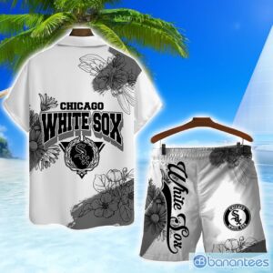 Chicago White Sox Team Logo Pattern White Background 3D Hawaiian Shirt And Shorts Product Photo 2