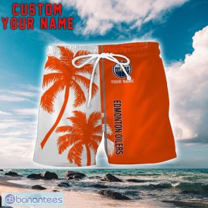 Edmonton Oilers Coconut Pattern Hawaiian Shirt And Shorts Personalized Name Unique Gift For Summer Product Photo 2