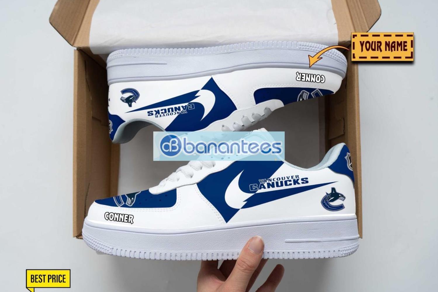 vancouver canucks air force shoes custom name gift for fans af1 sneakers image Vancouver Canucks Air Force Shoes Custom Name Gift For Fans AF1 Sneakers Product Photo 1
