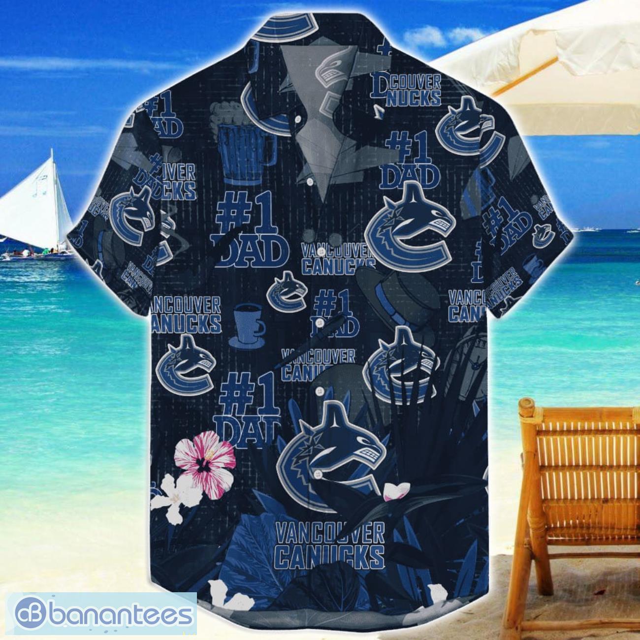 vancouver canucks hawaiian shirt fathers day gift for dad grandpa nhl team image Vancouver Canucks Hawaiian Shirt Father’s Day Gift For Dad Grandpa NHL Team Product Photo 1