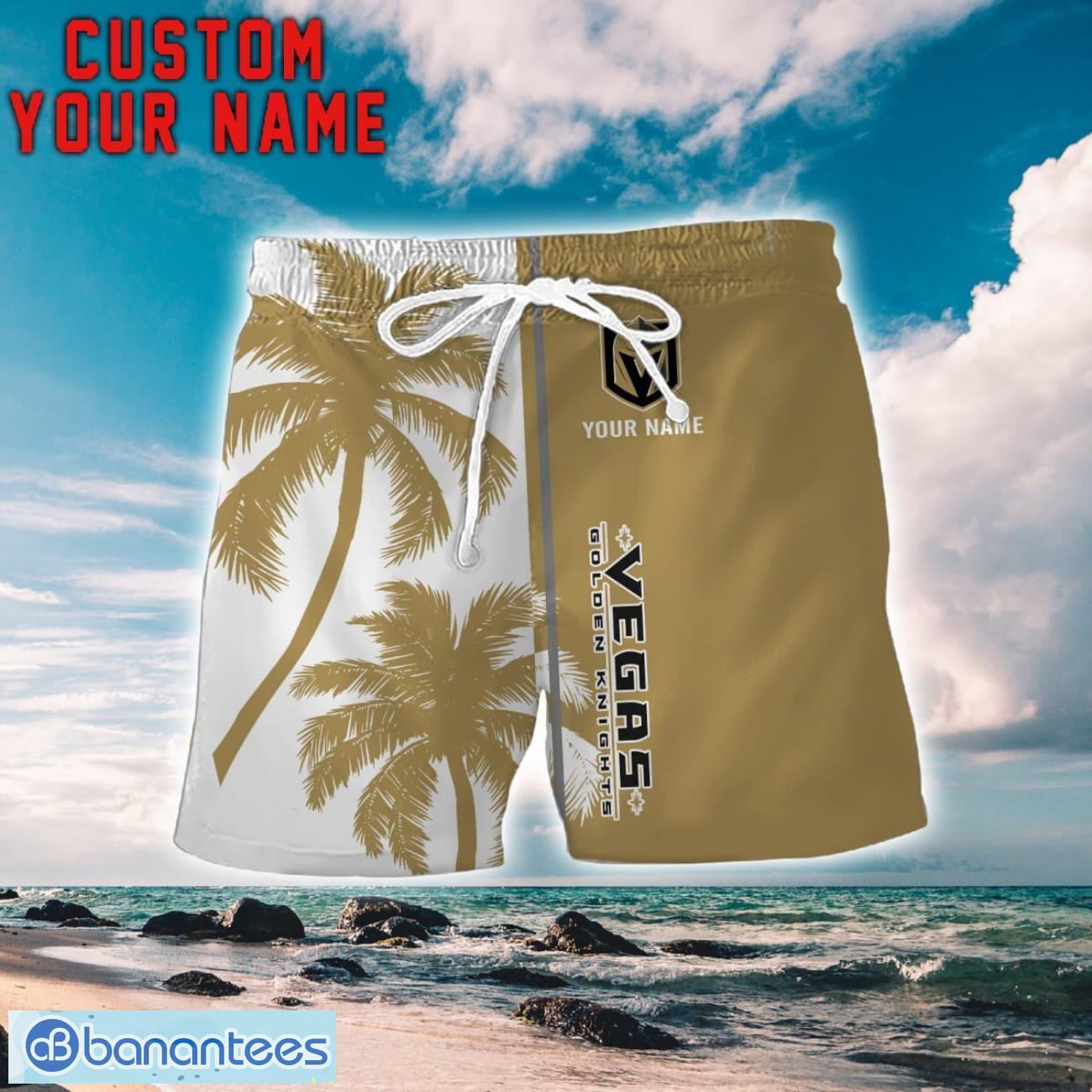 vegas golden knights coconut pattern hawaiian shirt and shorts personalized name unique gift for summer 1 image Vegas Golden Knights Coconut Pattern Hawaiian Shirt And Shorts Personalized Name Unique Gift For Summer Product Photo 2