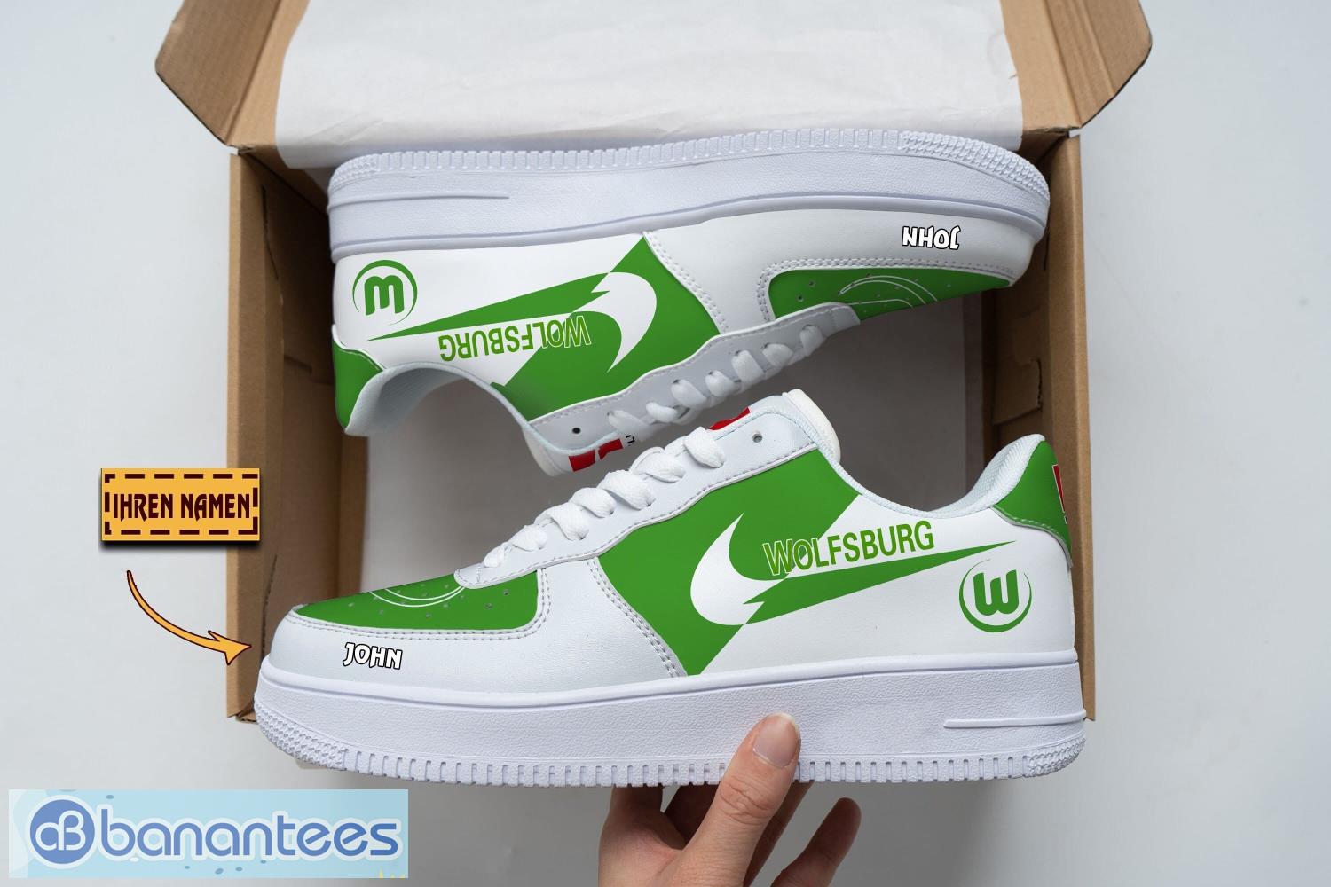 vfl wolfsburg air force shoes custom name gift for fans af1 sneakers image VfL Wolfsburg Air Force Shoes Custom Name Gift For Fans AF1 Sneakers Product Photo 1