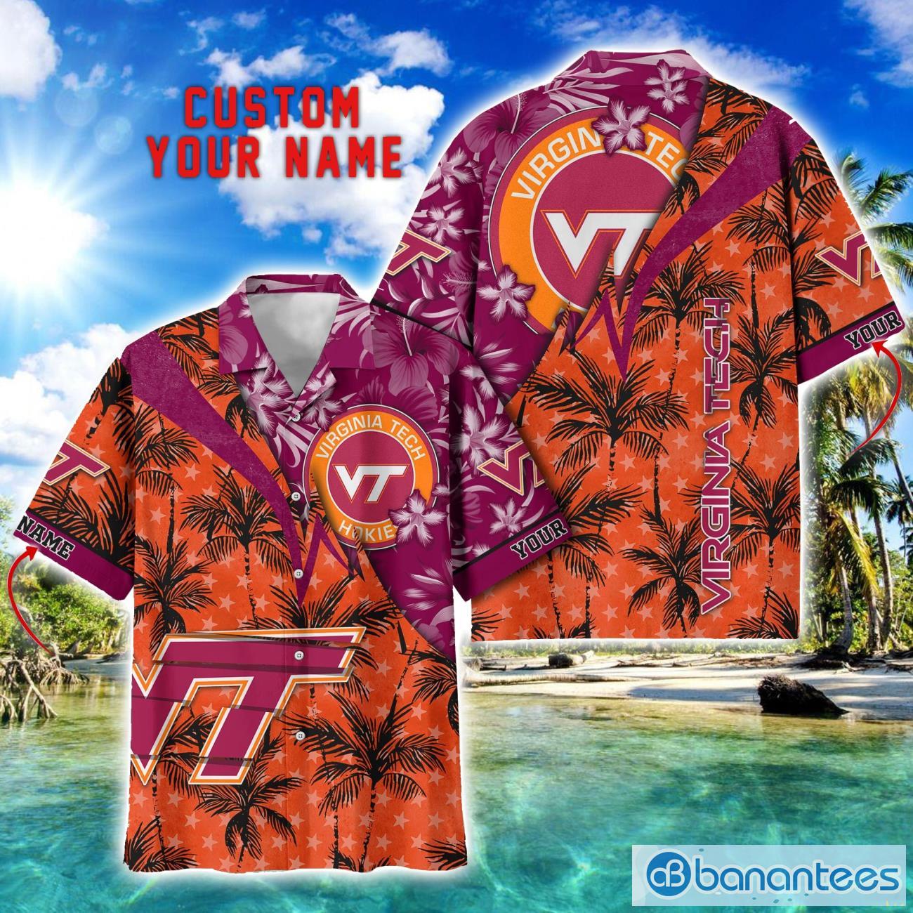 virginia tech hokies hawaii shirt vintage coconut pattern tropical hawaiian football beach shirts custom name image Virginia Tech Hokies Hawaii Shirt Vintage coconut Pattern Tropical Hawaiian Football Beach Shirts Custom Name Product Photo 1