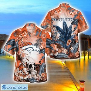 Denver Broncos Tropical Floral Skull 3D Hawaiian Shirt Beach Shirt Halloween Gift Product Photo 1