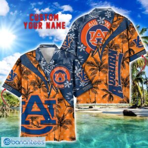 Auburn Tigers Hawaii Shirt Vintage coconut Pattern Tropical Hawaiian Football Beach Shirts Custom Name Product Photo 1