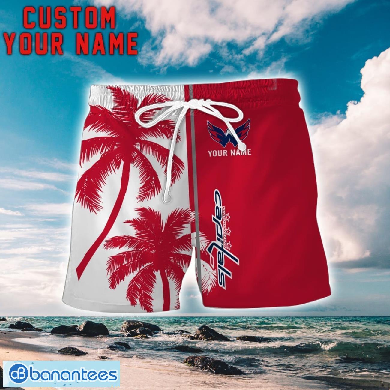 washington capitals coconut pattern hawaiian shirt and shorts personalized name unique gift for summer 1 image Washington Capitals Coconut Pattern Hawaiian Shirt And Shorts Personalized Name Unique Gift For Summer Product Photo 2