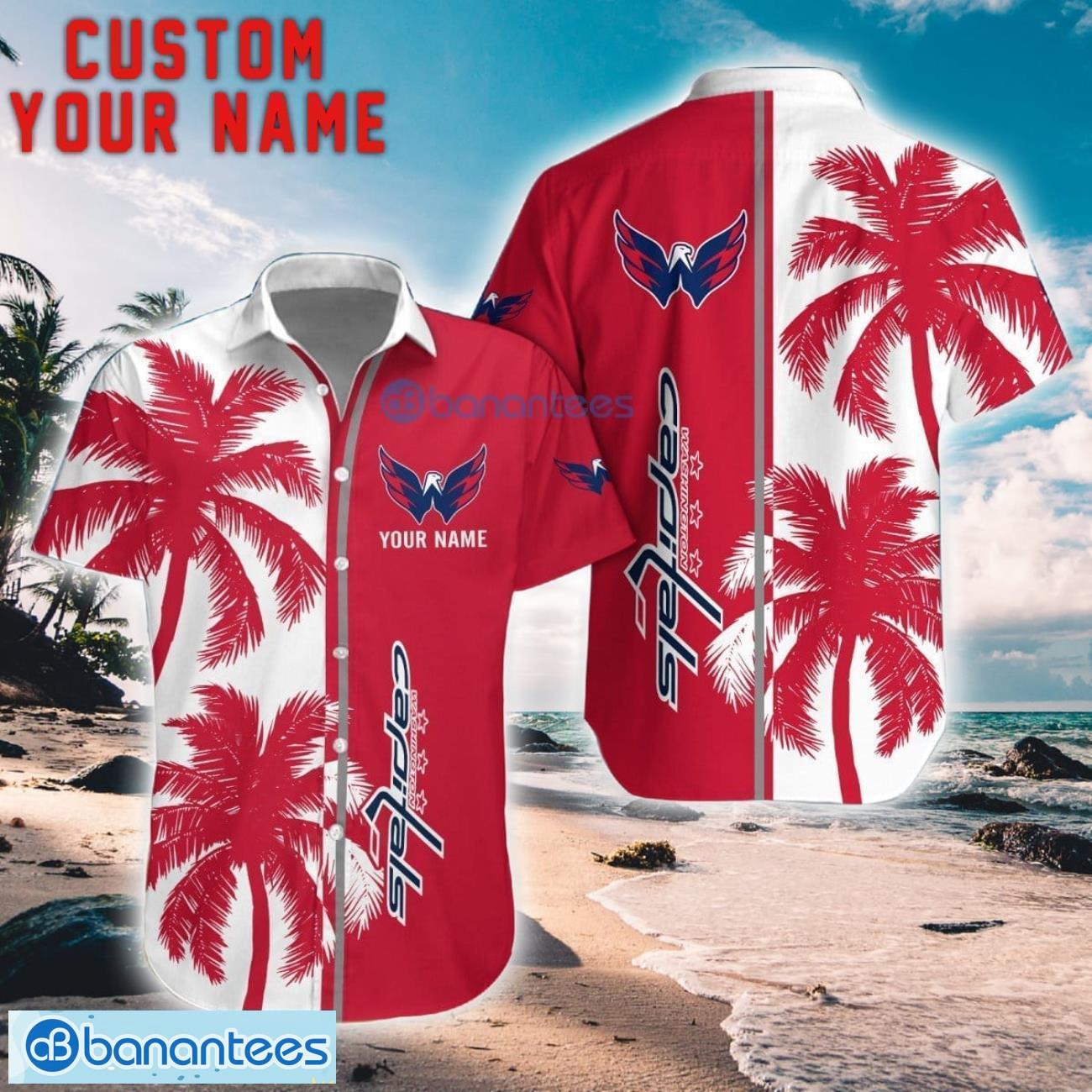 washington capitals coconut pattern hawaiian shirt and shorts personalized name unique gift for summer image Washington Capitals Coconut Pattern Hawaiian Shirt And Shorts Personalized Name Unique Gift For Summer Product Photo 1