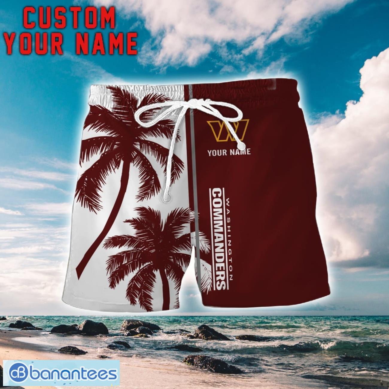 washington commanders coconut pattern hawaiian shirt and shorts personalized name unique gift for summer 1 image Washington Commanders Coconut Pattern Hawaiian Shirt And Shorts Personalized Name Unique Gift For Summer Product Photo 2