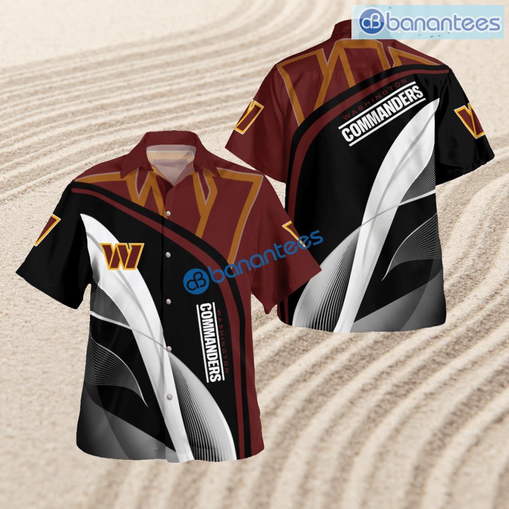 washington commanders primary logo 3d print button down hawaiian shirt gift beach image Washington Commanders Primary Logo 3D Print Button Down Hawaiian Shirt Gift Beach Product Photo 1