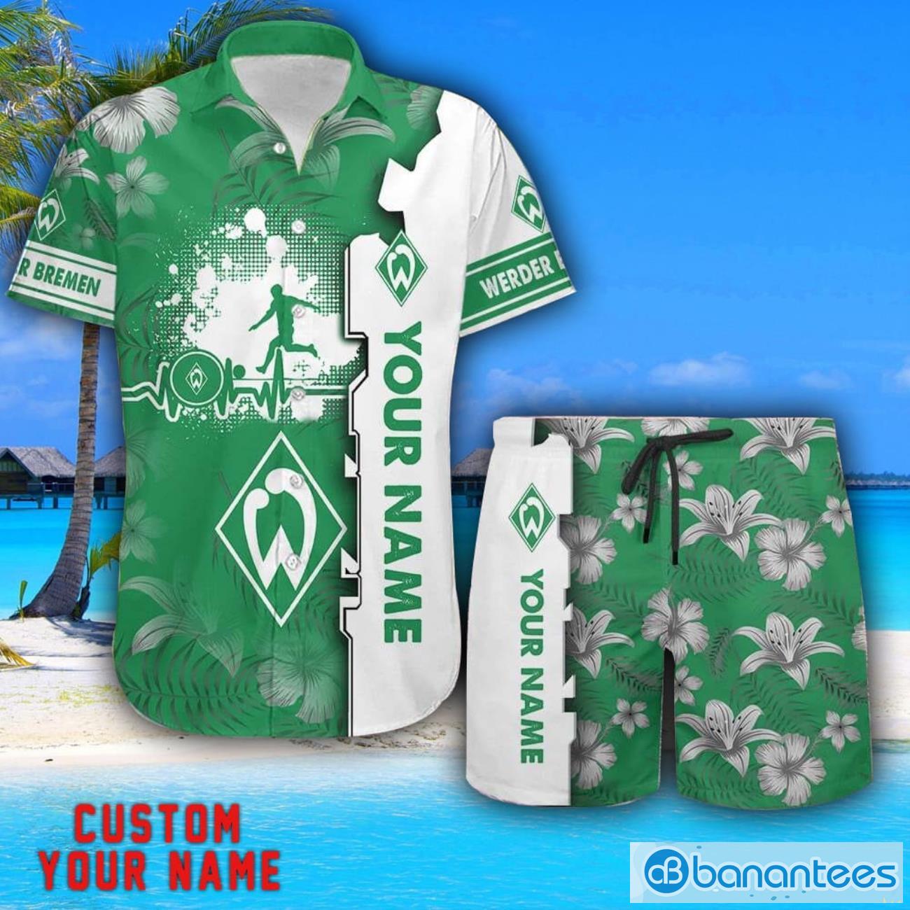 werder bremen tropical combo hawaiian shirt and shorts personalized name for fans image Werder Bremen Tropical Combo Hawaiian Shirt And Shorts Personalized Name For Fans Product Photo 1