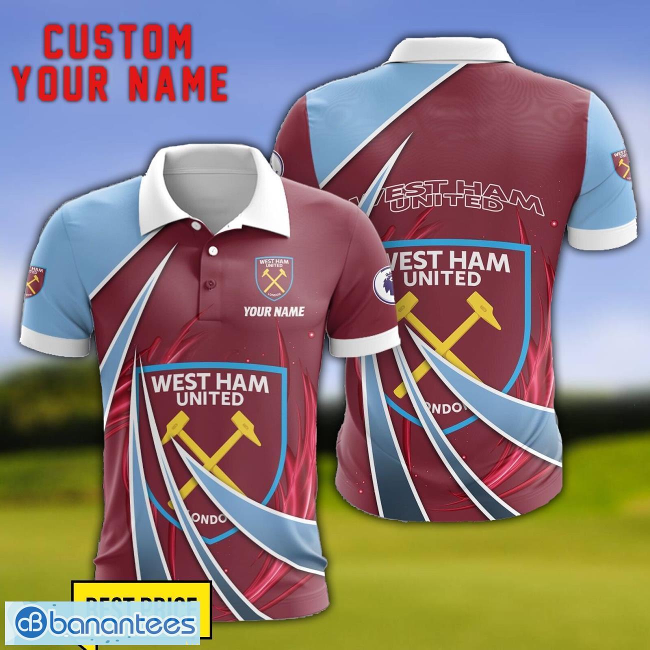 west ham united fc personalized name 3d polo shirt gift for sport golf lover image West Ham United F.C Personalized Name 3D Polo Shirt Gift For Sport Golf Lover Product Photo 1