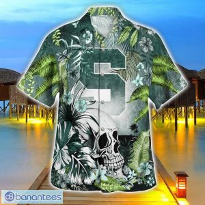 Michigan State Spartans Tropical Floral Skull 3D Hawaiian Shirt Beach Shirt Halloween Gift Product Photo 3