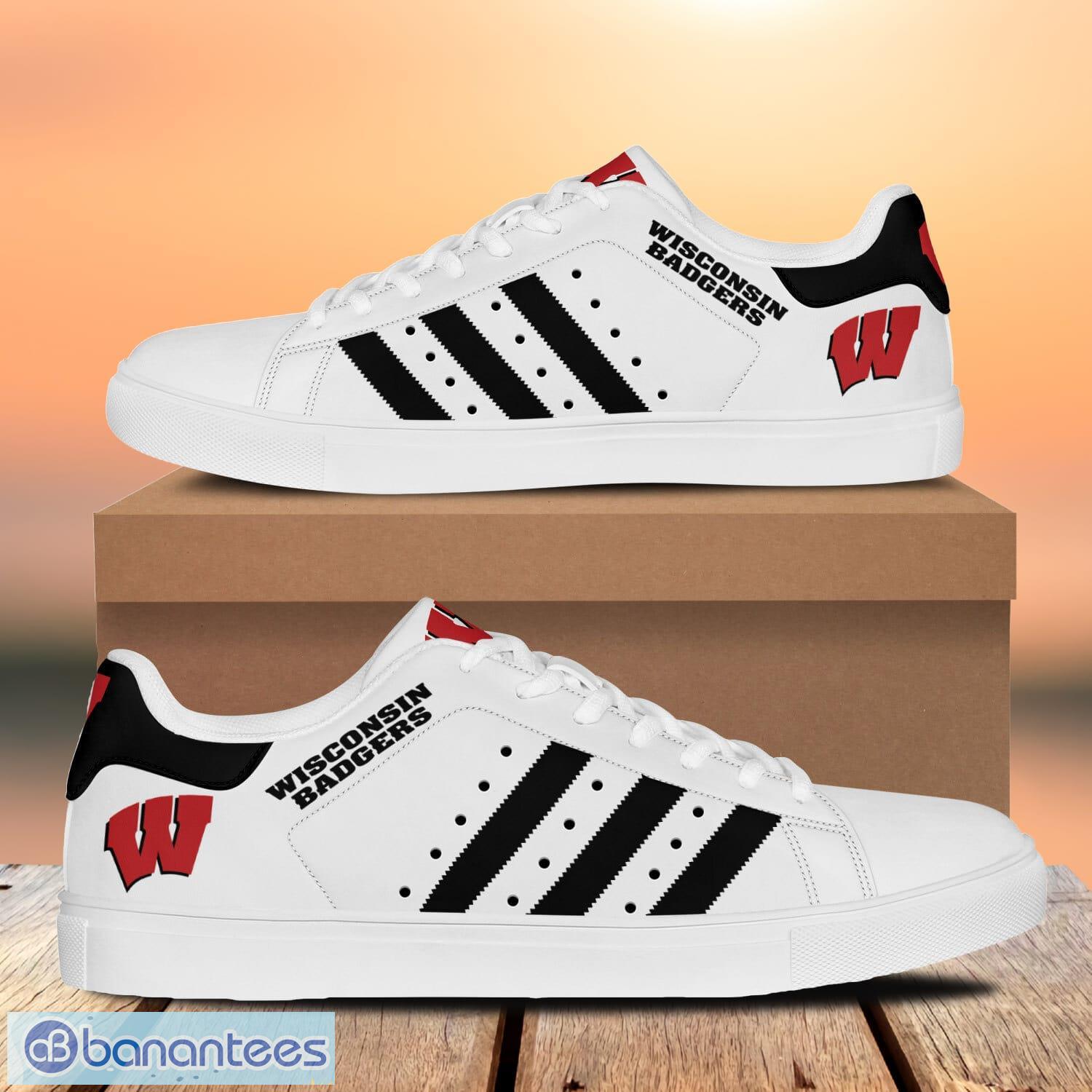 wisconsin badgers football low top skate shoes stan smith shoes image Wisconsin Badgers Football Low Top Skate Shoes Stan Smith Shoes Product Photo 1