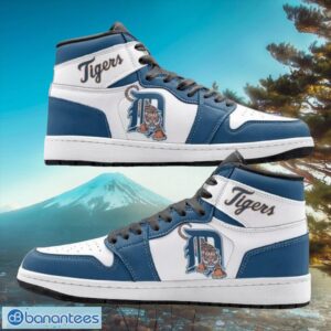 MLB Detroit Tigers White Blue Air Jordan Hightop Shoes Product Photo 1