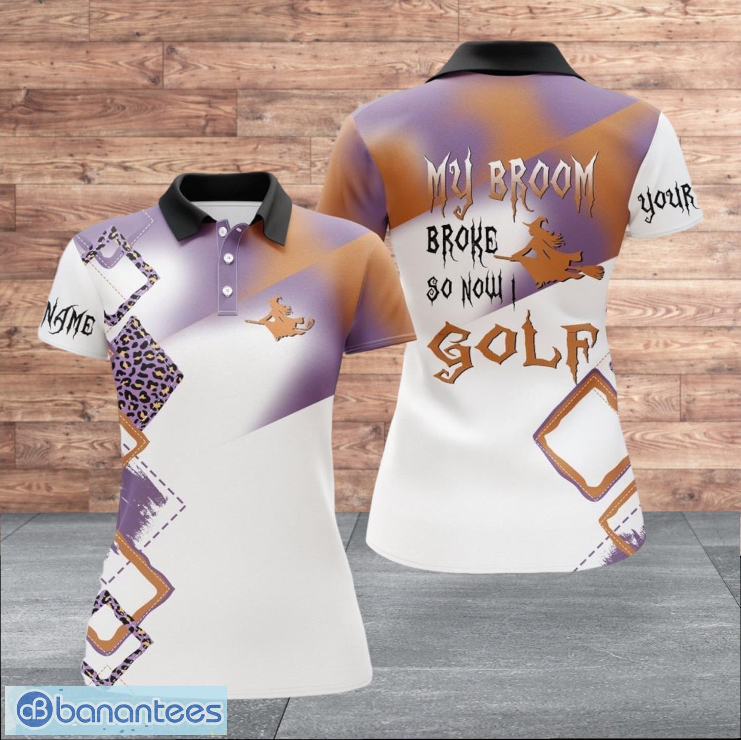 women golf funny halloween golf custom name polo shirt image Women Golf Funny Halloween Golf Custom Name Polo Shirt Product Photo 1