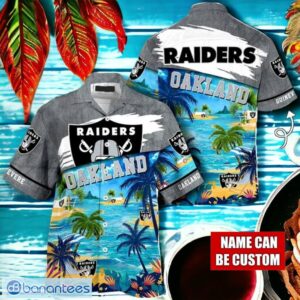 NFL Oakland Raiders Logo Fans Love Custom Your Name Hawaiian Shirt Full Over Print Product Photo 1
