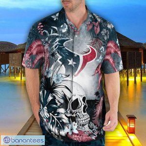 Houston Texans Tropical Floral Skull 3D Hawaiian Shirt Beach Shirt Halloween Gift Product Photo 4