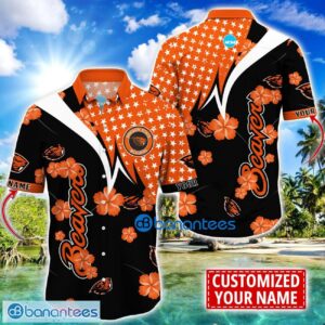 Oregon State Beavers Star and Flower Pattern Tropical Hawaiian Shirt Summer Gift For Men Women Custom Name Product Photo 1