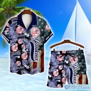 New York Yankees MLB US Flag Summer Tropical Hawaiian Shirt And Shorts Product Photo 1