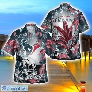 Houston Texans Tropical Floral Skull 3D Hawaiian Shirt Beach Shirt Halloween Gift Product Photo 1